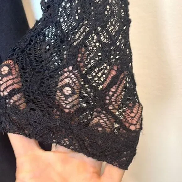 Catherine Malandrino for Design Nation lace long sleeve black fit flare dress 6 - Picture 5 of 8